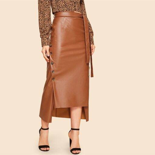 Women’s Brown Elegant Style Split Skirt FASHION & STYLE Shorts & Skirts cb5feb1b7314637725a2e7: Brown