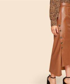 Women’s Brown Elegant Style Split Skirt FASHION & STYLE Shorts & Skirts cb5feb1b7314637725a2e7: Brown 