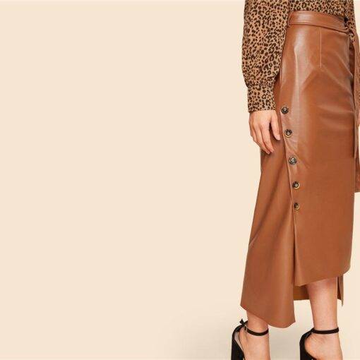 Women’s Brown Elegant Style Split Skirt FASHION & STYLE Shorts & Skirts cb5feb1b7314637725a2e7: Brown