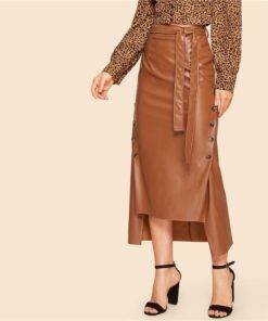 Women’s Brown Elegant Style Split Skirt FASHION & STYLE Shorts & Skirts cb5feb1b7314637725a2e7: Brown 