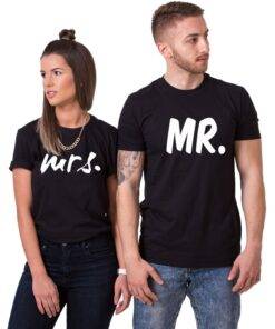 Mr. and Mrs. Printed Couple Matching T-Shirt Family Matching Outfit FASHION & STYLE cb5feb1b7314637725a2e7: Men Black|Men Gray|Men White|Women Black|Women Gray|Women White 