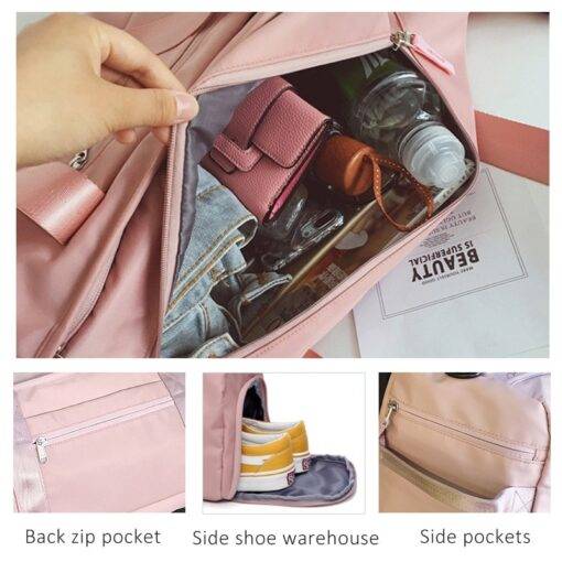 Women’s Waterproof Nylon Travel Bag Luggages & Trolleys SHOES, HATS & BAGS cb5feb1b7314637725a2e7: Black|Black/Striped|Pink