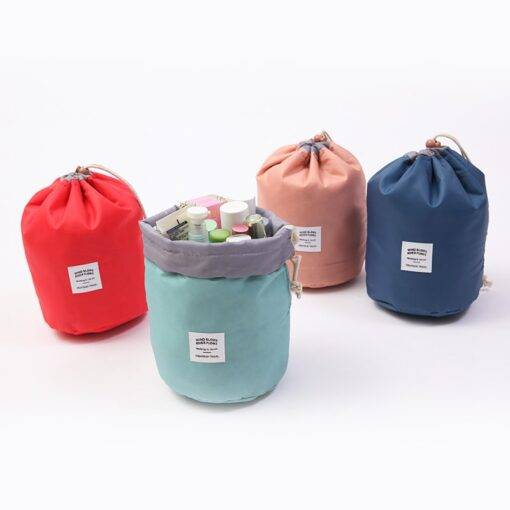 Cylindrical Women’s Cosmetic Bag Luggages & Trolleys SHOES, HATS & BAGS cb5feb1b7314637725a2e7: Black Flowers|Blue|Blue Stripes|Dark Blue Feather|Pink|Pink Stripes|Red|Sky Blue|White Cactus|White Flamingo