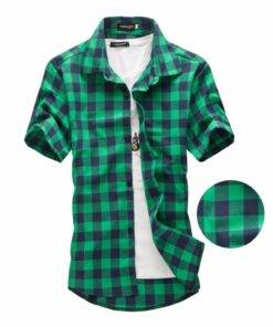 Summer Short-Sleeved Plaid Cotton Men’s Shirt FASHION & STYLE Men & Women Fashion cb5feb1b7314637725a2e7: Black|Blue|Dark Blue|Green|Red / Blue|Red Black 