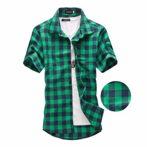 Summer Short-Sleeved Plaid Cotton Men’s Shirt FASHION & STYLE Men & Women Fashion cb5feb1b7314637725a2e7: Black|Blue|Dark Blue|Green|Red / Blue|Red Black