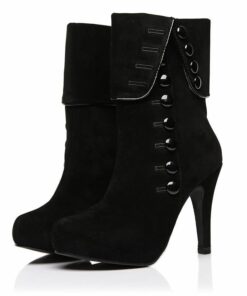 Elegant High-Heeled Suede Women’s Ankle Boots Casual Shoes & Boots SHOES, HATS & BAGS cb5feb1b7314637725a2e7: Black|Red 