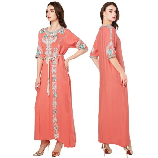 Women’s Islamic Embroidered Maxi Dress FASHION & STYLE Men & Women Fashion cb5feb1b7314637725a2e7: Green|Pink|Purple|Wine Red