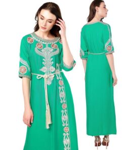 Women’s Islamic Embroidered Maxi Dress FASHION & STYLE Men & Women Fashion cb5feb1b7314637725a2e7: Green|Pink|Purple|Wine Red 