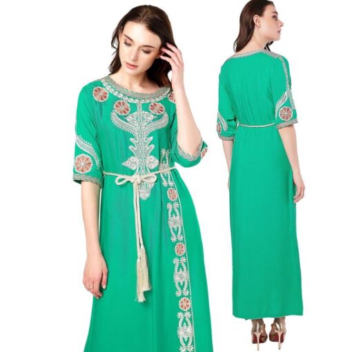 Women’s Islamic Embroidered Maxi Dress FASHION & STYLE Men & Women Fashion cb5feb1b7314637725a2e7: Green|Pink|Purple|Wine Red