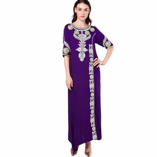 Women’s Islamic Embroidered Maxi Dress FASHION & STYLE Men & Women Fashion cb5feb1b7314637725a2e7: Green|Pink|Purple|Wine Red