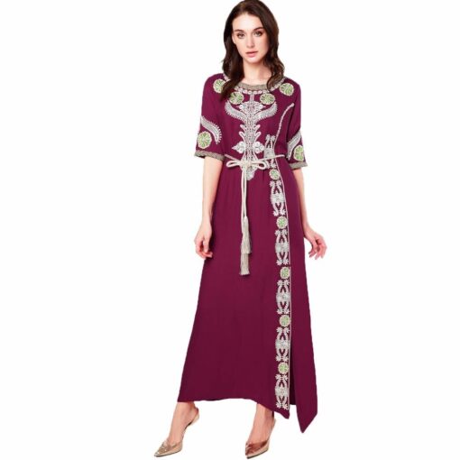 Women’s Islamic Embroidered Maxi Dress FASHION & STYLE Men & Women Fashion cb5feb1b7314637725a2e7: Green|Pink|Purple|Wine Red