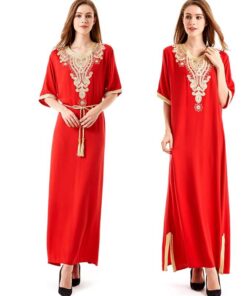 Casual Solid Muslim Women’s Cotton Dress FASHION & STYLE Men & Women Fashion cb5feb1b7314637725a2e7: Black|Blue|Light Brown|Navy Blue|Red 