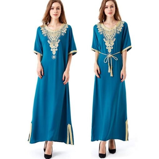 Casual Solid Muslim Women’s Cotton Dress FASHION & STYLE Men & Women Fashion cb5feb1b7314637725a2e7: Black|Blue|Light Brown|Navy Blue|Red