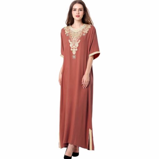 Casual Solid Muslim Women’s Cotton Dress FASHION & STYLE Men & Women Fashion cb5feb1b7314637725a2e7: Black|Blue|Light Brown|Navy Blue|Red