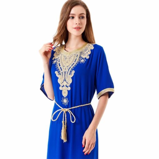 Casual Solid Muslim Women’s Cotton Dress FASHION & STYLE Men & Women Fashion cb5feb1b7314637725a2e7: Black|Blue|Light Brown|Navy Blue|Red