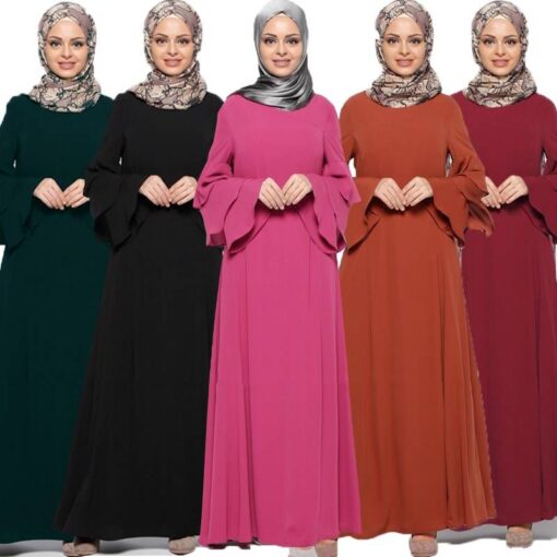 Fashion Muslim Women’s Chiffon Dress FASHION & STYLE Men & Women Fashion cb5feb1b7314637725a2e7: Black|Dark Green|Orange|Pink|Wine Red