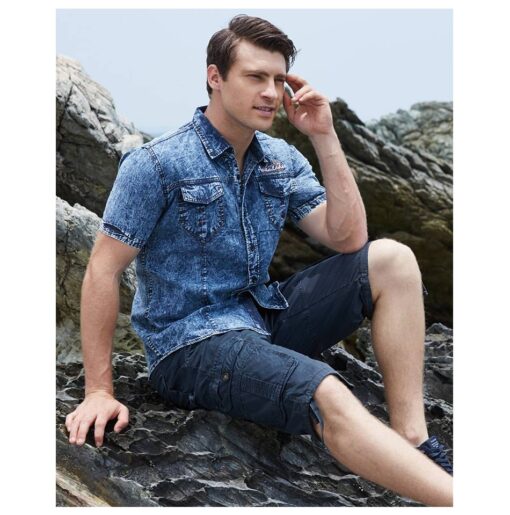 Men’s Casual Jeans Shirt FASHION & STYLE Men & Women Fashion Men Fashion & Accessories cb5feb1b7314637725a2e7: Black|Dark Blue