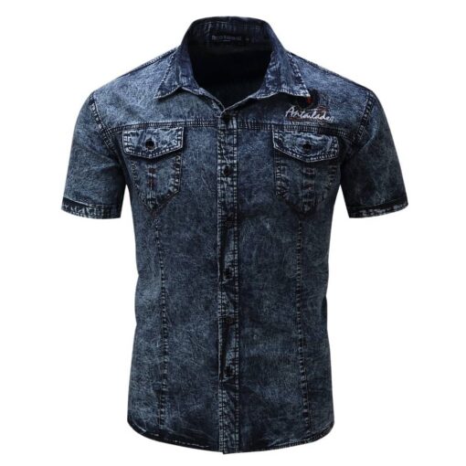 Men’s Casual Jeans Shirt FASHION & STYLE Men & Women Fashion Men Fashion & Accessories cb5feb1b7314637725a2e7: Black|Dark Blue