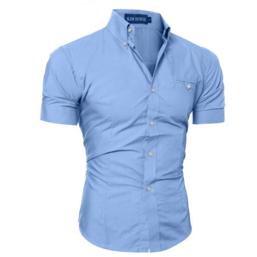 Fashion Summer Short-Sleeved Cotton Men’s Shirt FASHION & STYLE Men & Women Fashion Men Fashion & Accessories cb5feb1b7314637725a2e7: Black|Brown|Gray|Pink|Purple|Sky|White|Wine