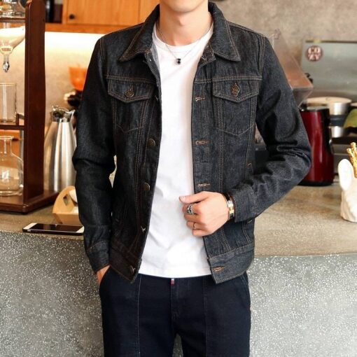 Men’s Casual Slim Denim Jacket FASHION & STYLE Men & Women Fashion Men Fashion & Accessories cb5feb1b7314637725a2e7: Black|Blue|Sky Blue