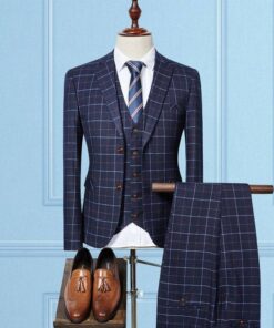 3 Pcs Plaid Suit for Men Coats, Suits & Blazers FASHION & STYLE Men Fashion & Accessories cb5feb1b7314637725a2e7: Blue|Clear|Sky Blue 