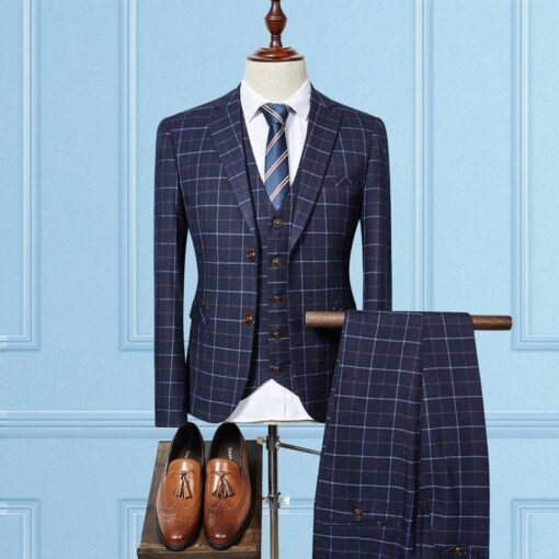 3 Pcs Plaid Suit for Men Coats, Suits & Blazers FASHION & STYLE Men Fashion & Accessories cb5feb1b7314637725a2e7: Blue|Clear|Sky Blue