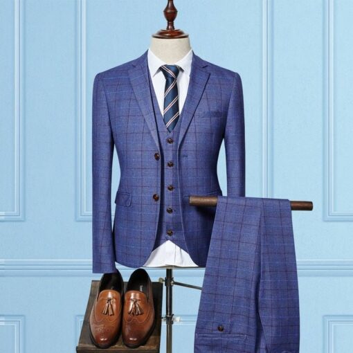 3 Pcs Plaid Suit for Men Coats, Suits & Blazers FASHION & STYLE Men Fashion & Accessories cb5feb1b7314637725a2e7: Blue|Clear|Sky Blue