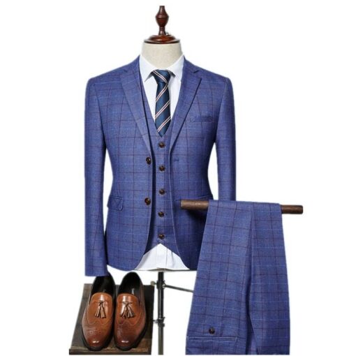 3 Pcs Plaid Suit for Men Coats, Suits & Blazers FASHION & STYLE Men Fashion & Accessories cb5feb1b7314637725a2e7: Blue|Clear|Sky Blue