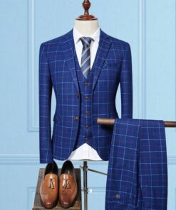 3 Pcs Plaid Suit for Men Coats, Suits & Blazers FASHION & STYLE Men Fashion & Accessories cb5feb1b7314637725a2e7: Blue|Clear|Sky Blue 