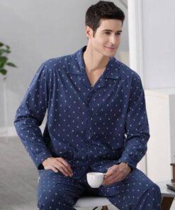 Men’s Checkered Cotton Long Sleeves Pajama Sets FASHION & STYLE Sleepwear cb5feb1b7314637725a2e7: Blue|Purple|White 