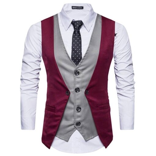 Fashion Men’s Waistcoat FASHION & STYLE Men Fashion & Accessories cb5feb1b7314637725a2e7: Black|Coffee|Gray|Navy|Red