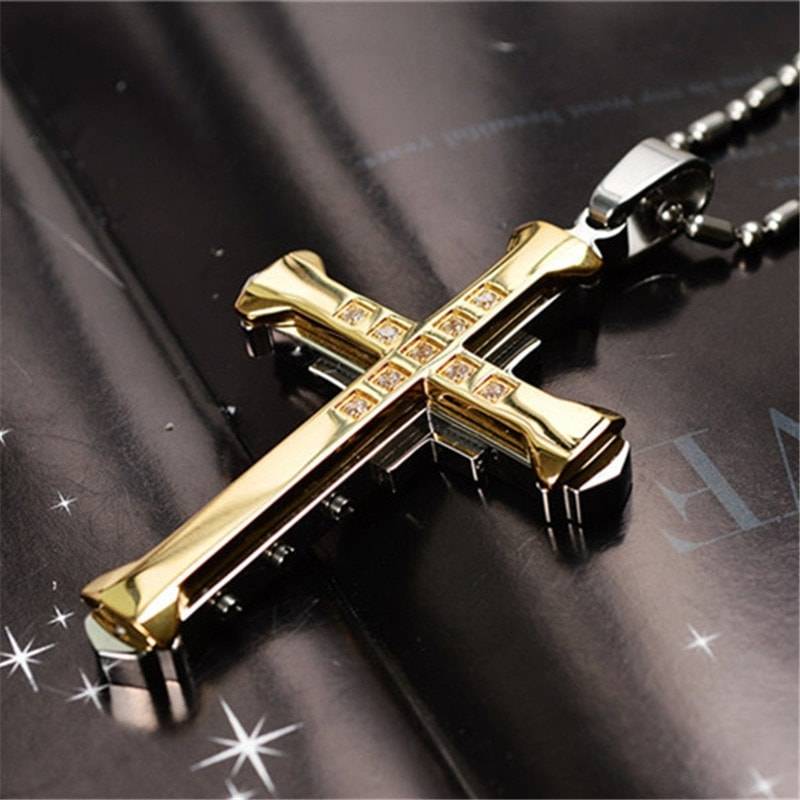 Men's Crystal Cross Necklace