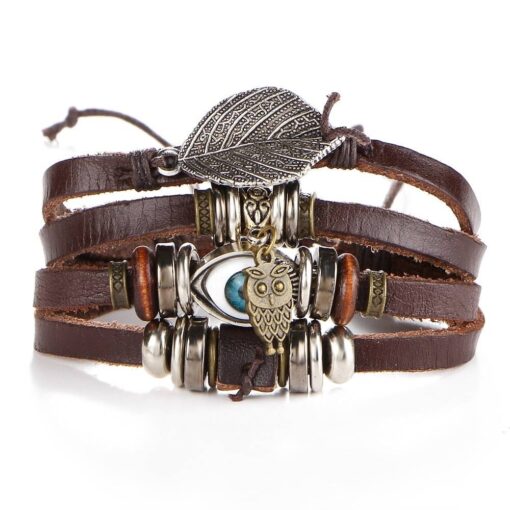 Boho Style Multilayer Leather Men’s Bracelet JEWELRY & ORNAMENTS Men's Jewelry cb5feb1b7314637725a2e7: Eye|Feather|Fish|Fish 2|Fish 3|Leaf|Peace|Peace 2|Turquoise