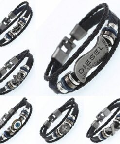 Men’s Braided Leather Bracelets JEWELRY & ORNAMENTS Men's Jewelry 8d255f28538fbae46aeae7: Black