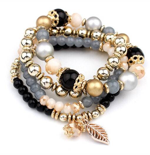 Fashion Multilayer Crystal Beaded Bracelets Bracelets & Bangles JEWELRY & ORNAMENTS cb5feb1b7314637725a2e7: Black|Blue|Brown|Pink|White