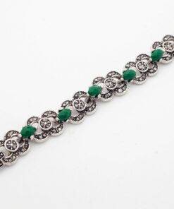 Indian Ethnic Bracelet With Green Stones Bracelets & Bangles JEWELRY & ORNAMENTS cb5feb1b7314637725a2e7: Antique Silver Plated 