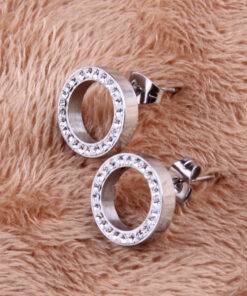 Round Crystal Stud Earrings Earrings JEWELRY & ORNAMENTS cb5feb1b7314637725a2e7: Silver 